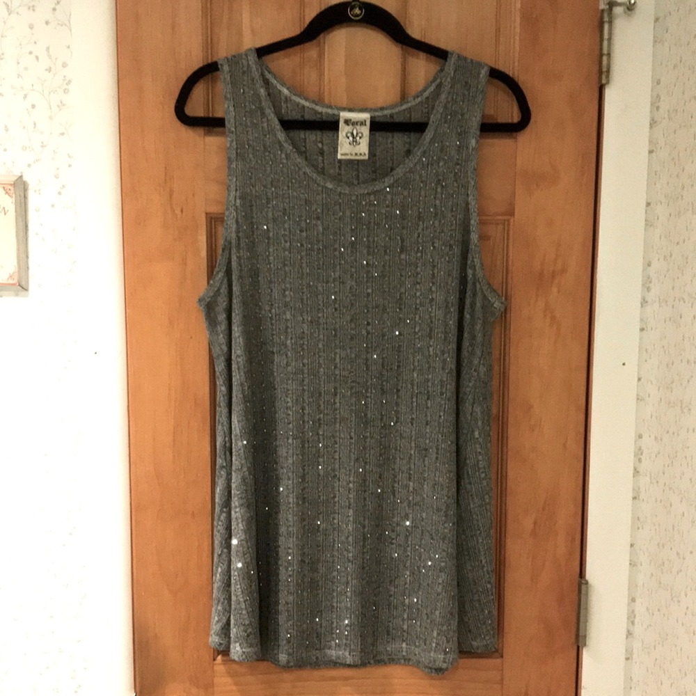 FABULOUS! Gun metal studded gray tank top!